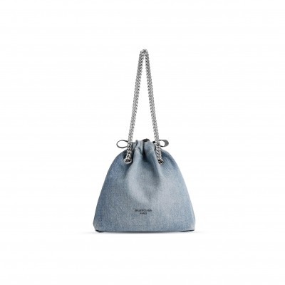 BALENCIAGA WOMEN'S CRUSH TOTE BAG IN SMALL DENIM 7429422AAYA4661 (25.9*23.9*9.9cm)